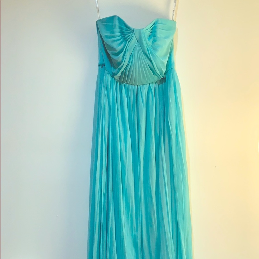 Teal blue David’s bridal prom bridesmaid dress 4